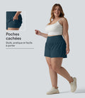 Short Yoga 10cm Plus Longue Taille Ultra Haute 2 en 1 Poche Arrière Poche Cachée Latérale Grande Taille