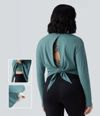 Haut de sport yoga SoftlyZero™ 2-en-1 col rond à manches longues avec nœud au dos et effet frais InstantCool, protection solaire UPF50+