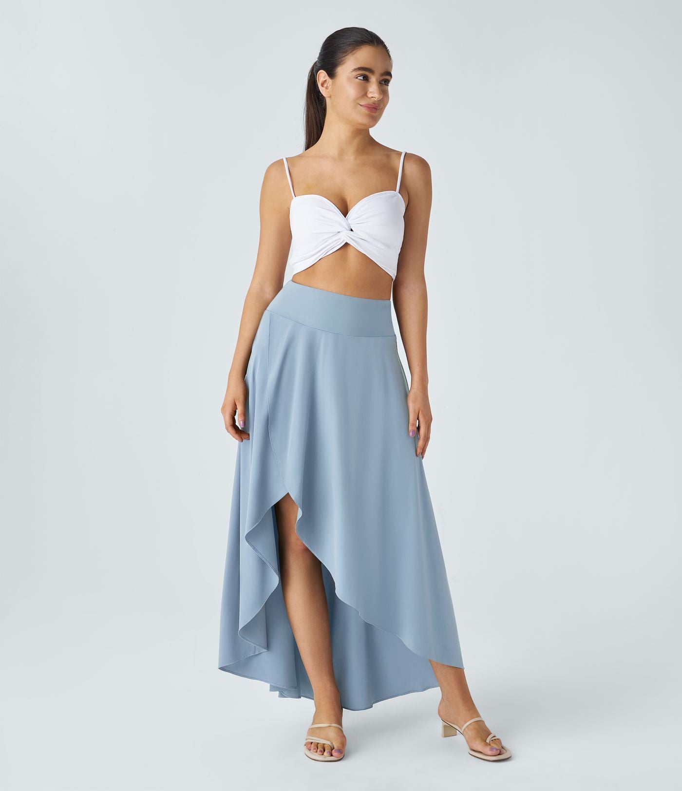 Jupe Longue Casual Breezeful™ Taille Haute à Volants 2en1 Fluide Sèchement Rapide Quotidien Maxi