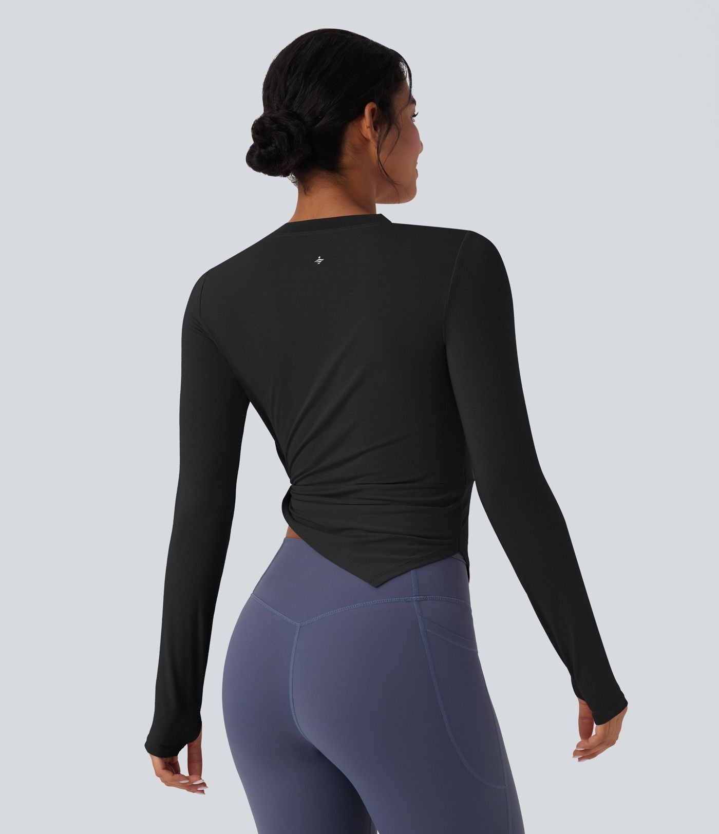 Haut de sport yoga asymétrique séchage rapide manches longues avec trous pouces