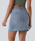 Jupe mini en jean Halara Flex™ casual taille mi-haute asymétrique avec poches