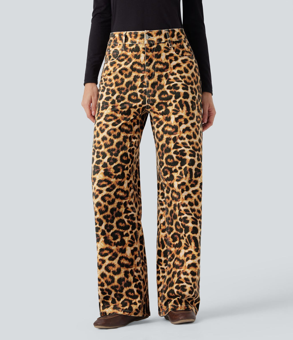Jean baggy léopard Halara Flex™ taille mi-haute avec poches