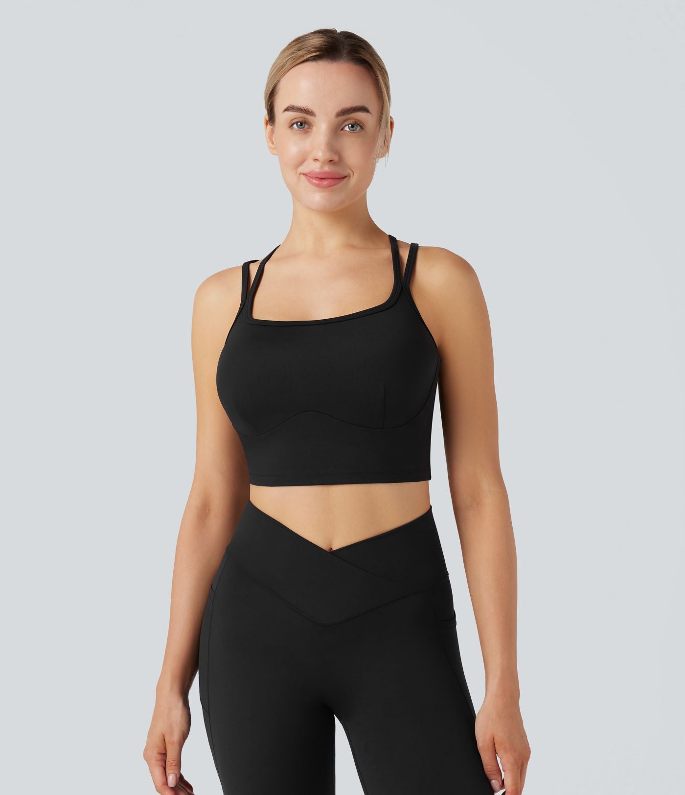 Soutien-gorge de sport yoga SoftlyZero™ Plush soutien souple double bretelles bonnets E-G