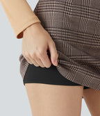 Jupe de Travail Mini 2-en-1 Taille Haute à Motif Pied-de-Poule