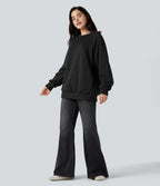 Sweat-shirt polaire oversize col rond manches longues avec poches
