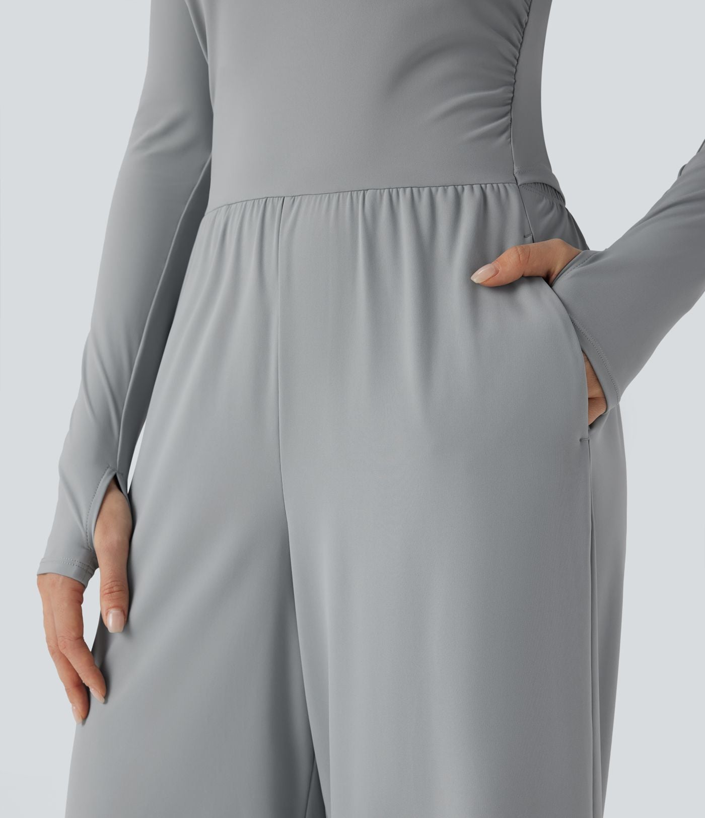 Combinaison workout SoftlyZero™ Airy manches longues trous pouces Cool Touch avec poches - Édition Easy Peasy