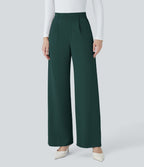 Halara Flex™ Pantalon Tailleur Droit à Taille Haute avec Pli Poches Latérales en Crêpe