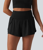 Short de yoga SoftlyZero™ Airy 2-en-1 taille haute gainant ourlet arrondi effet frais InstantCool 7,5 cm avec poches