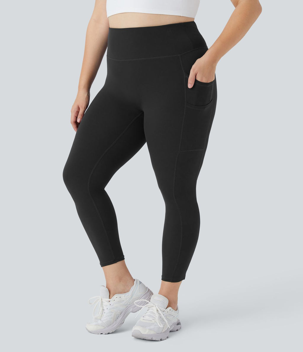 Softlyzero™ Legging Yoga 7/8 Taille Haute à Double Poches Taille Plus Uni