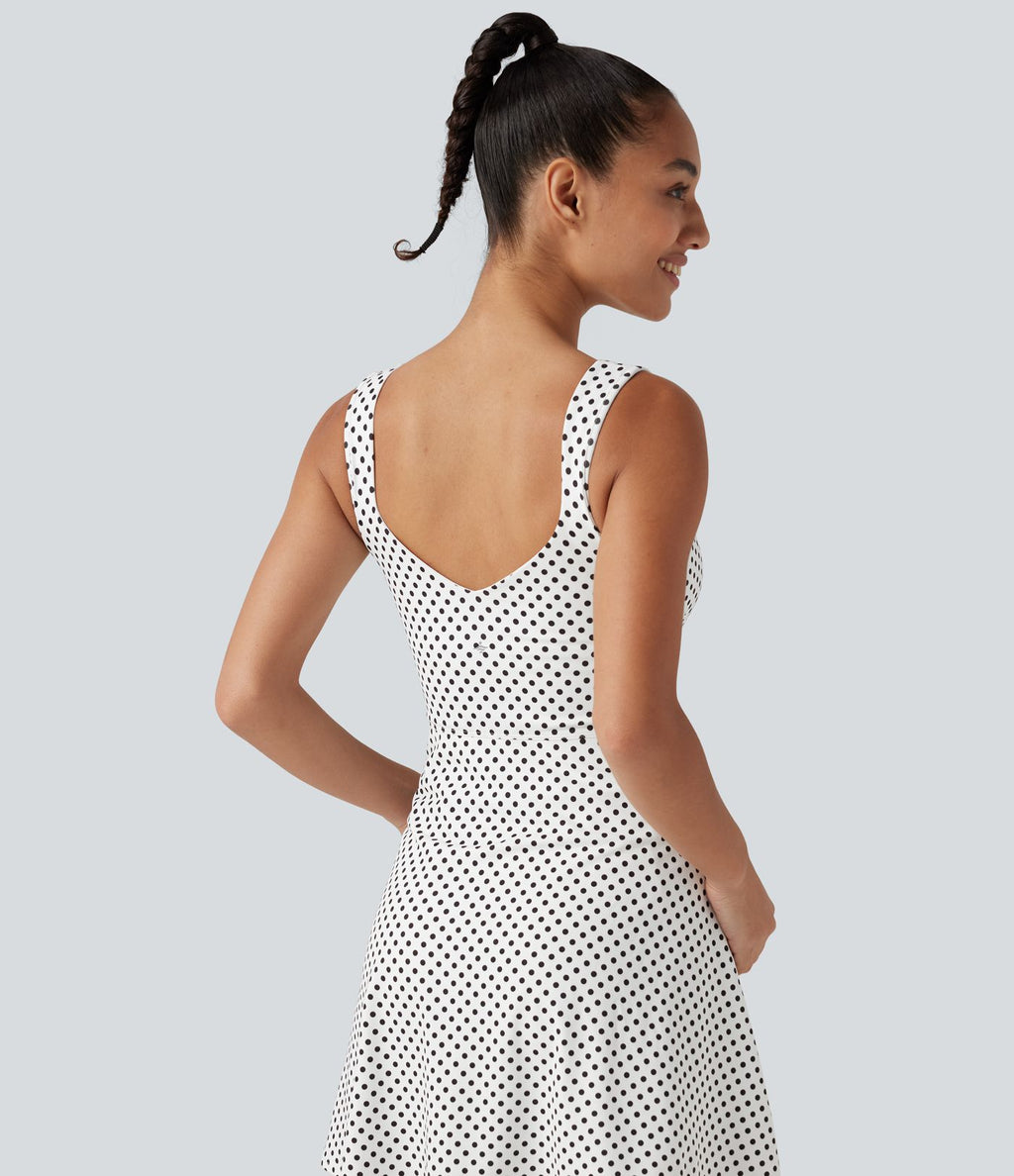Robe sport de tennis mini 2-en-1 à pois avec brassière intégrée et poches - Édition Easy Peasy