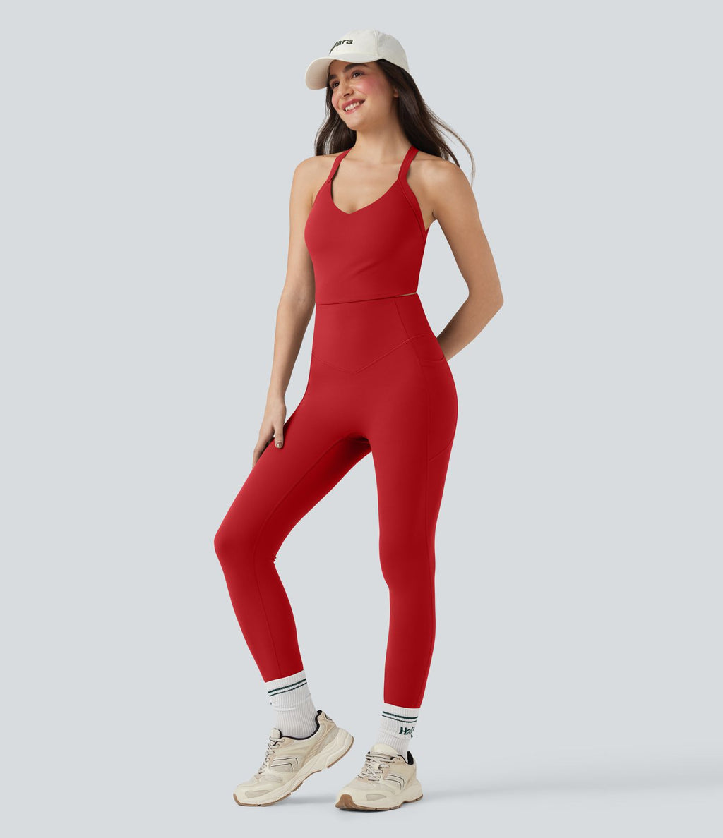 Combinaison-pantalon d'entraînement gainante avec poches - Édition Easy Peasy Halara UltraSculpt™