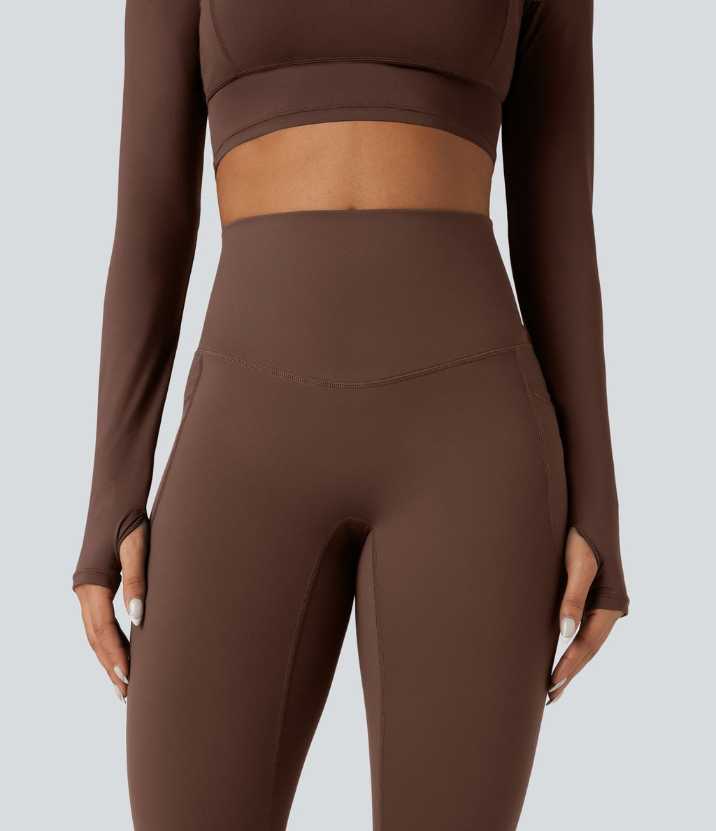 Legging running polaire thermique gainant croisé dos taille haute Halara UltraSculpt™ Heat avec poches