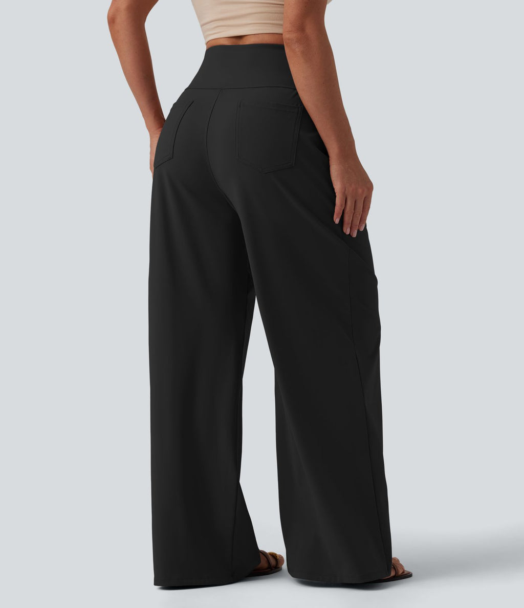 Pantalon large décontracté SoftlyZero™ Airy gainant taille haute effet frais InstantCool avec poches, protection solaire UPF50+