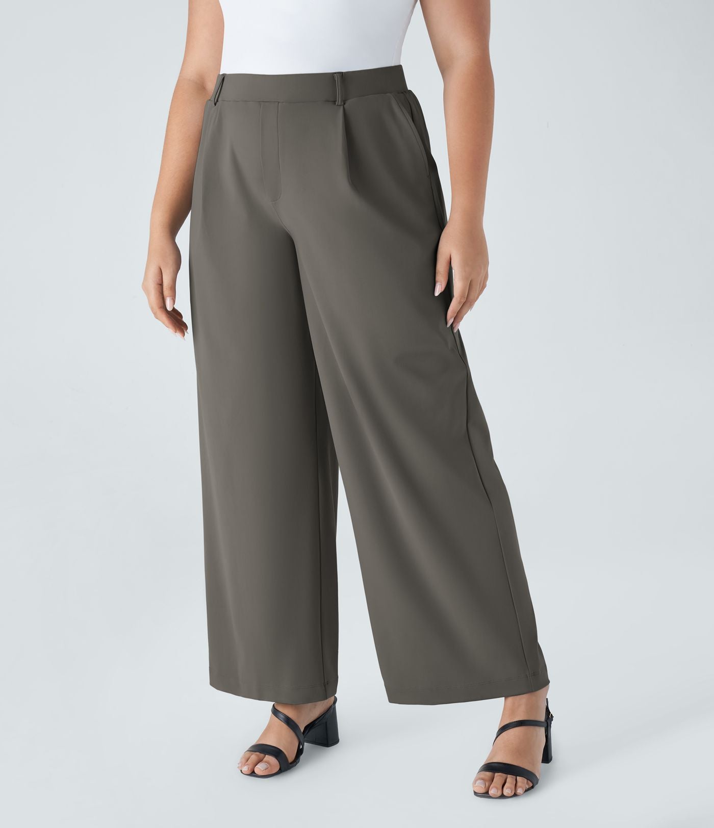 Pantalon de travail grande taille coupe droite taille haute Halara Flex™ DayStretch avec poches