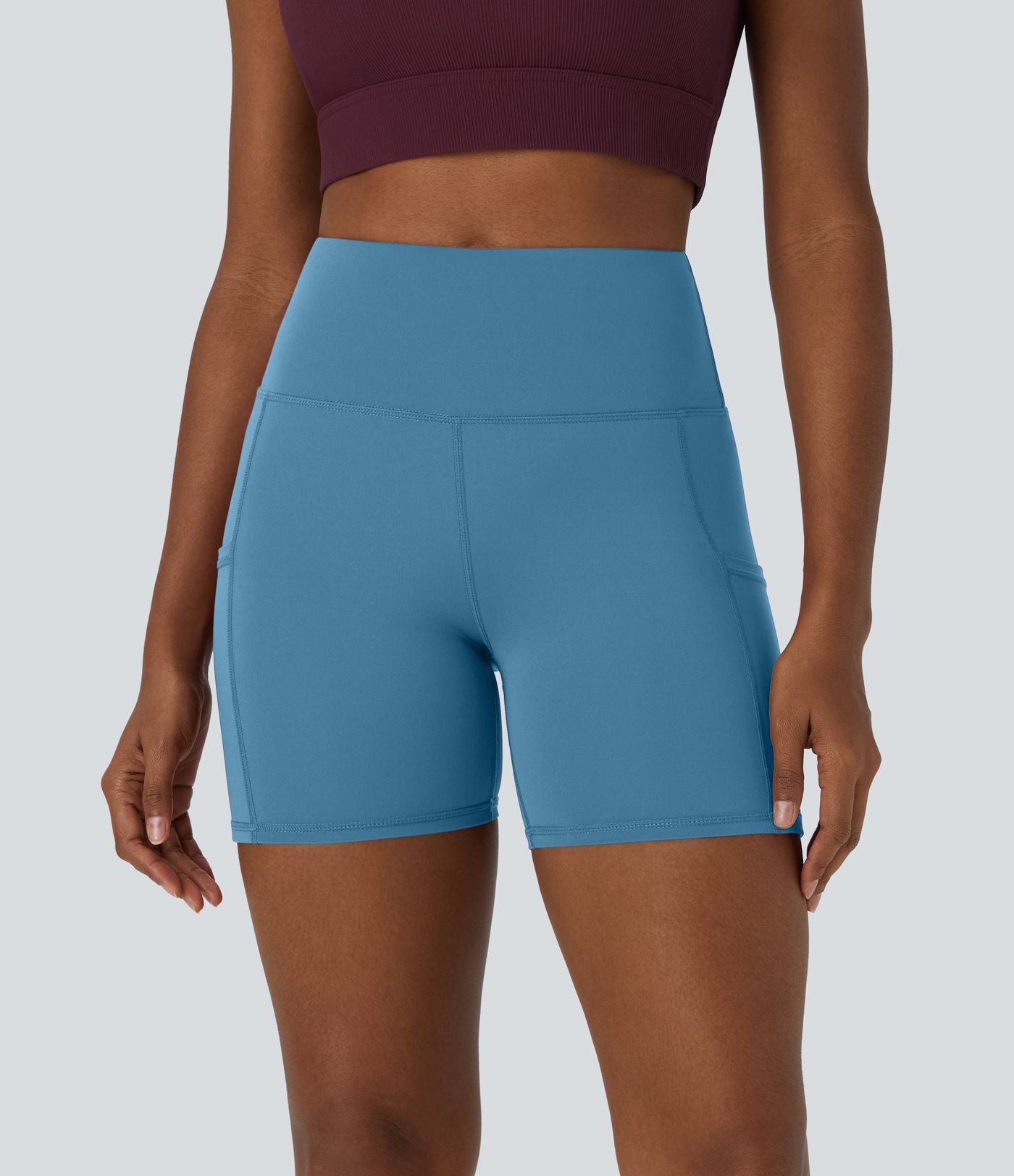 Patitoff™ Short 12,5cm Biker Résistants aux Poils d'Animaux à Taille Haute et Poches Latérales