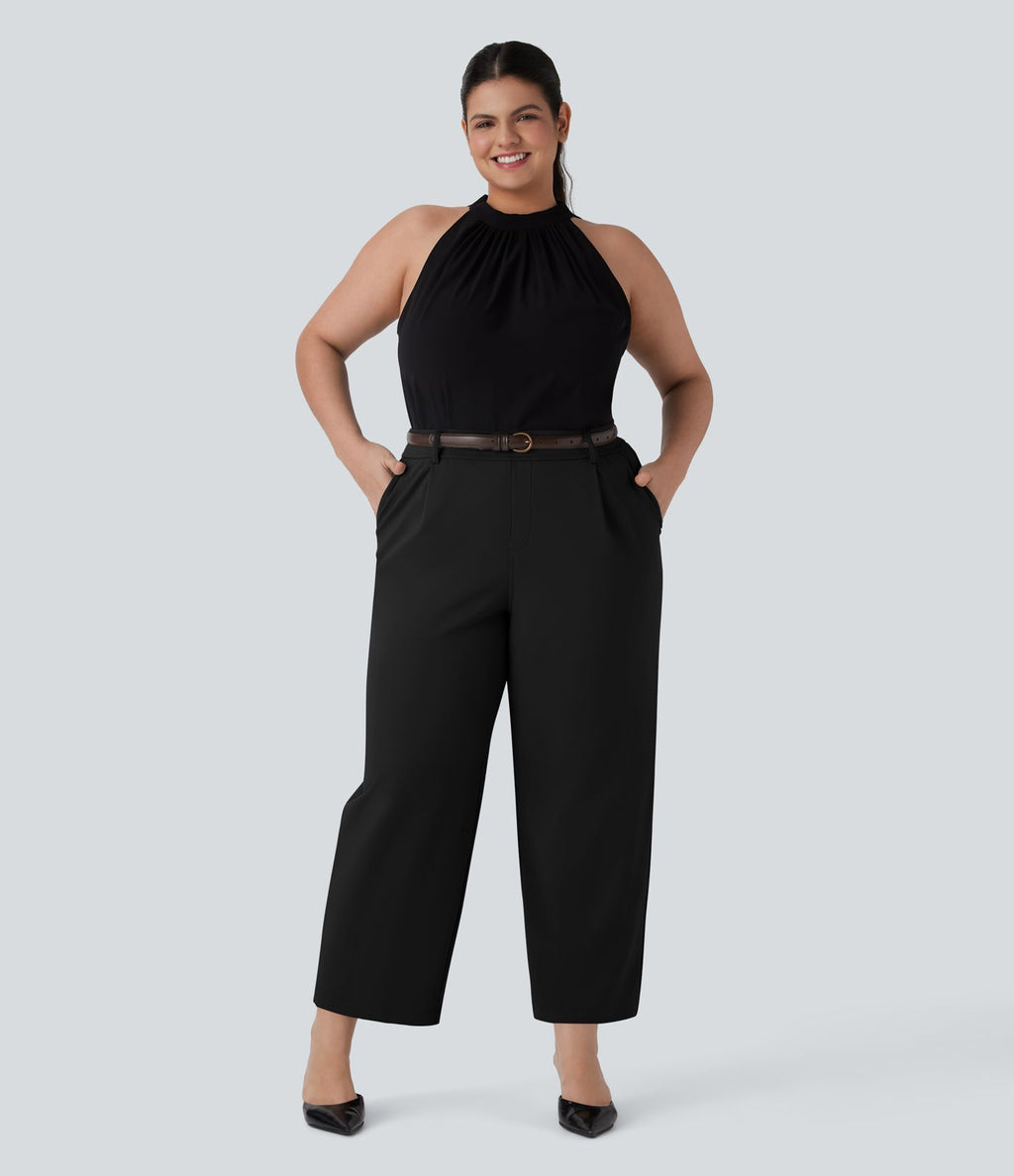 Pantalon de travail grande taille fuselé longueur cheville taille haute Halara Flex™ DayStretch avec poches