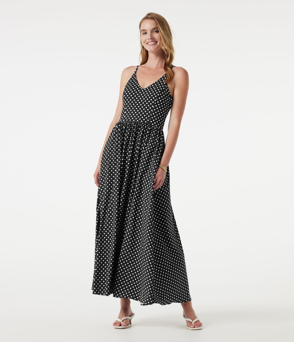 Robe longue fluide décontractée à bretelles avec poches