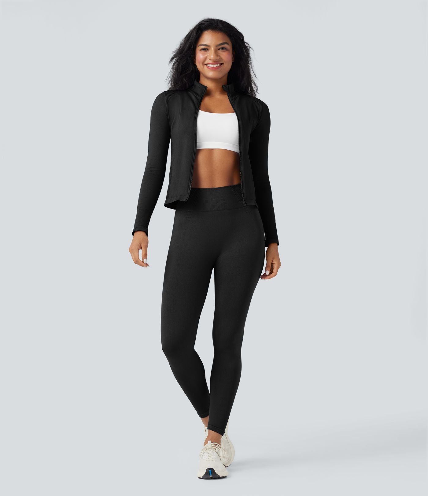 Veste yoga col montant à manches longues avec passants pouces sans couture OneForm Seamless Flow