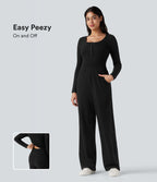 Combinaison côtelée henley manches longues avec poches - Easy Peasy