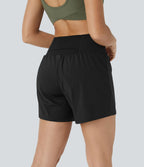 Short yoga 2-en-1 SoftlyZero™ Airy effet frais InstantCool taille très haute 12,5 cm avec poches, longueur allongée