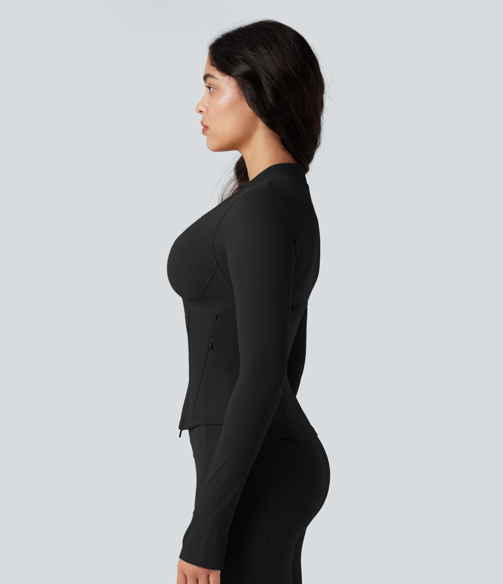 Veste yoga Halara UltraSculpt™ push-up col V manches longues avec trous pouces et poches