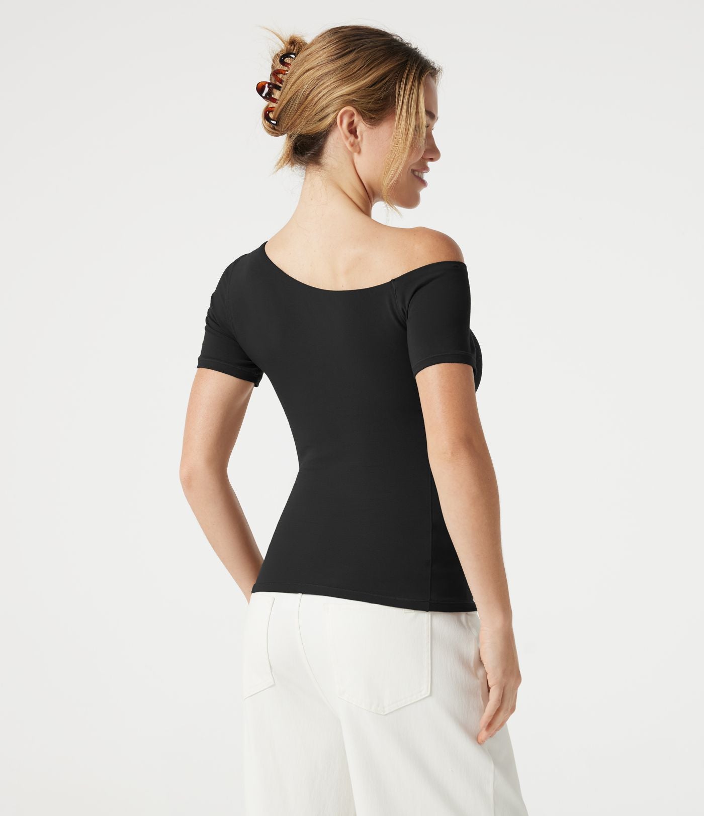 T-shirt casual Halara en jersey de coton asymétrique brassière intégrée bonnets B à DD