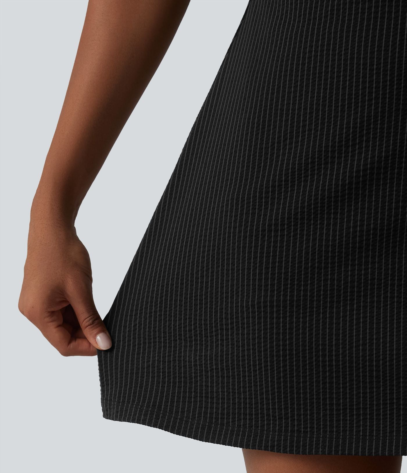 Robe sport mini de tennis 2 pièces à col U, soutien-gorge intégré, rayures, séchage rapide et poches - UPF40+