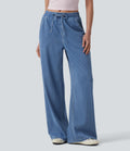 Jean large Halara Flex™ casual à rayures taille mi-haute avec cordon de serrage et poches