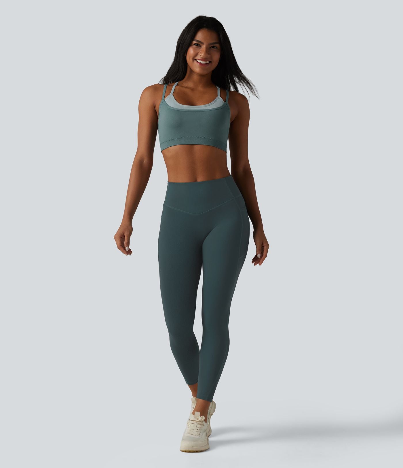 OneForm Seamless Flow Brassière de sport yoga sans couture 2 en 1 color block maintien léger avec soutien-gorge intégré