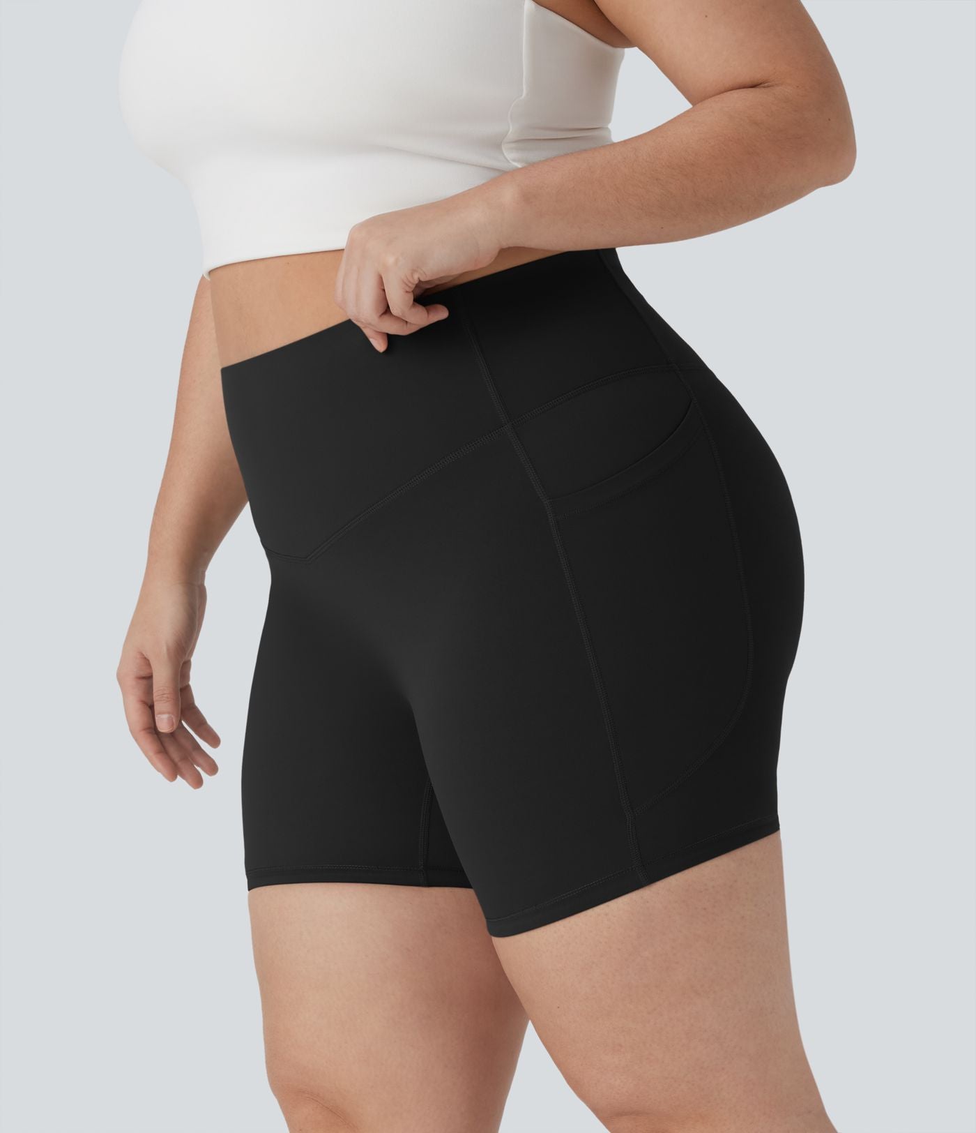 Short cycliste 12,5 cm d'entraînement gainant taille haute grande taille avec poches Halara UltraSculpt™