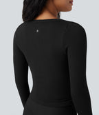 Haut de sport yoga ajusté col Henley en maille gaufrée à manches longues sans couture OneForm Seamless Flow