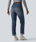 Jean décontracté Halara Flex™ ajusté taille haute ourlet retroussé avec poches