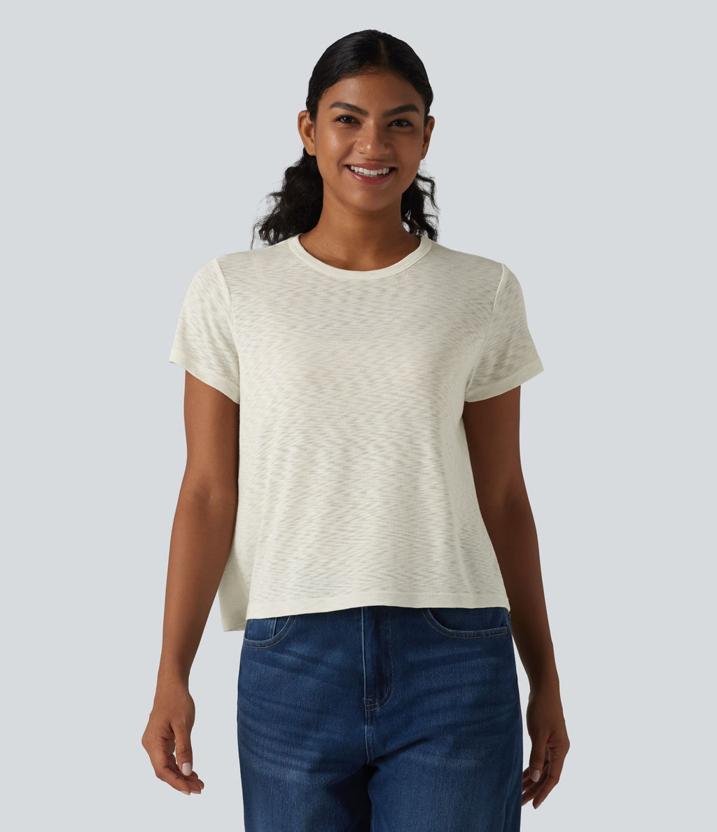 T-shirt décontracté col rond manches courtes
