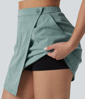 Jupe mini effet lin taille haute 2-en-1 avec poches