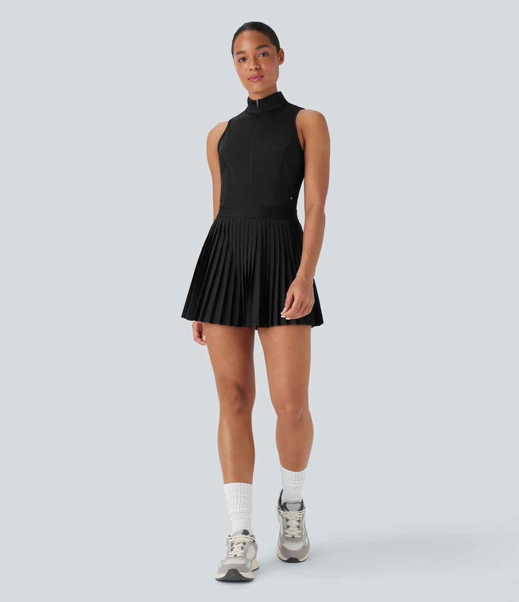 Robe de tennis courte 2-en-1 sans manches ajourée plissée à séchage rapide Breezeful™ avec poches latérales