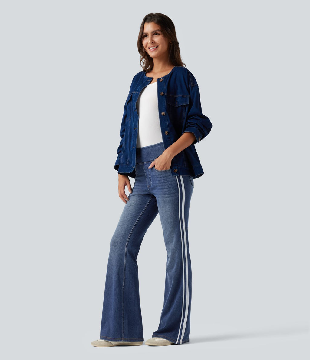 Jean flare Halara Flex™ taille haute délavé à rayures avec poches