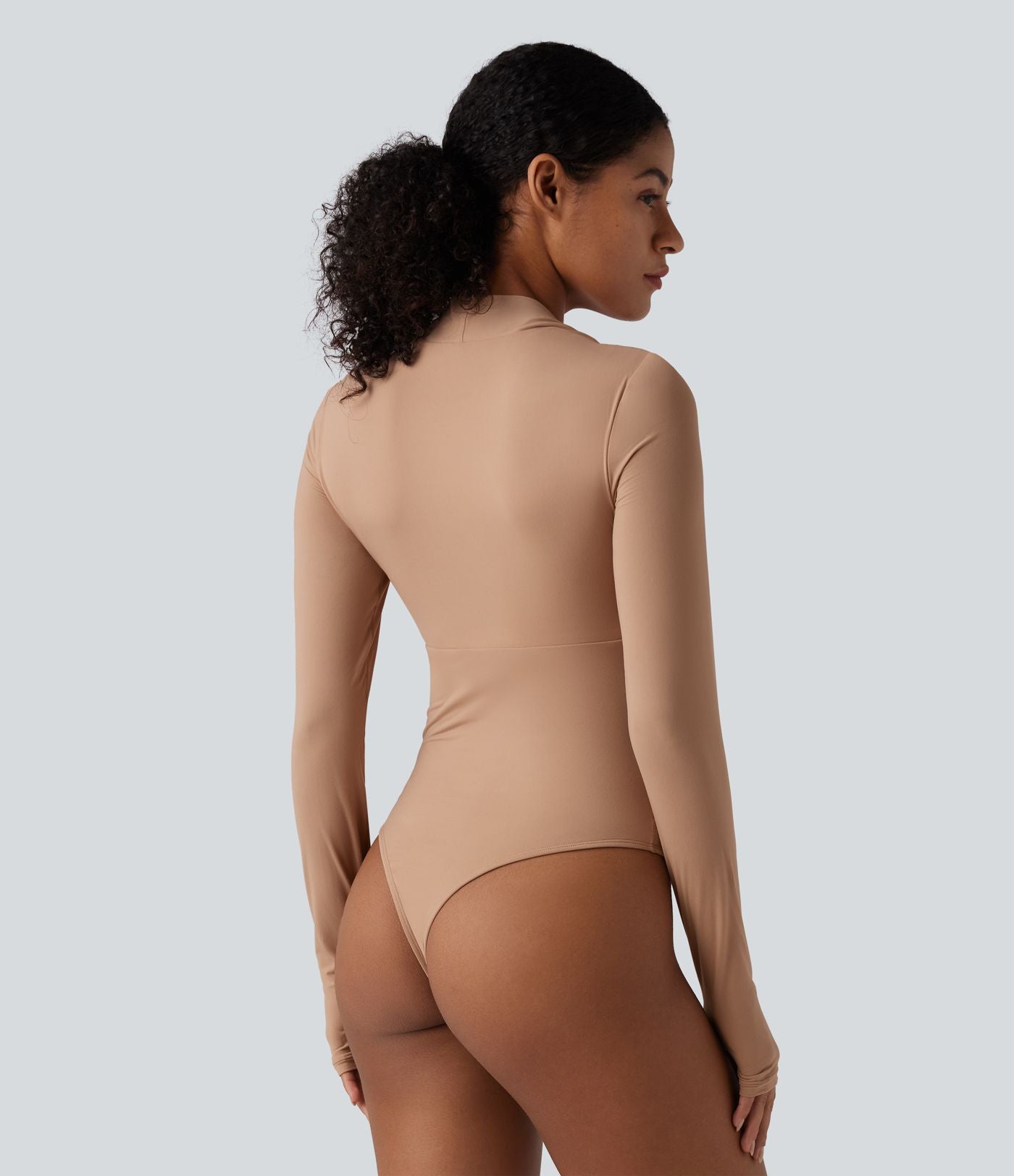 Body casual push-up ultra-extensible à manches longues avec passants pouces - Bonnet A/B