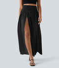 Breezeful™ Jupe Taille Haute Casual Maxi Séchage Rapide Fluide Fente Plissée 2 en 1