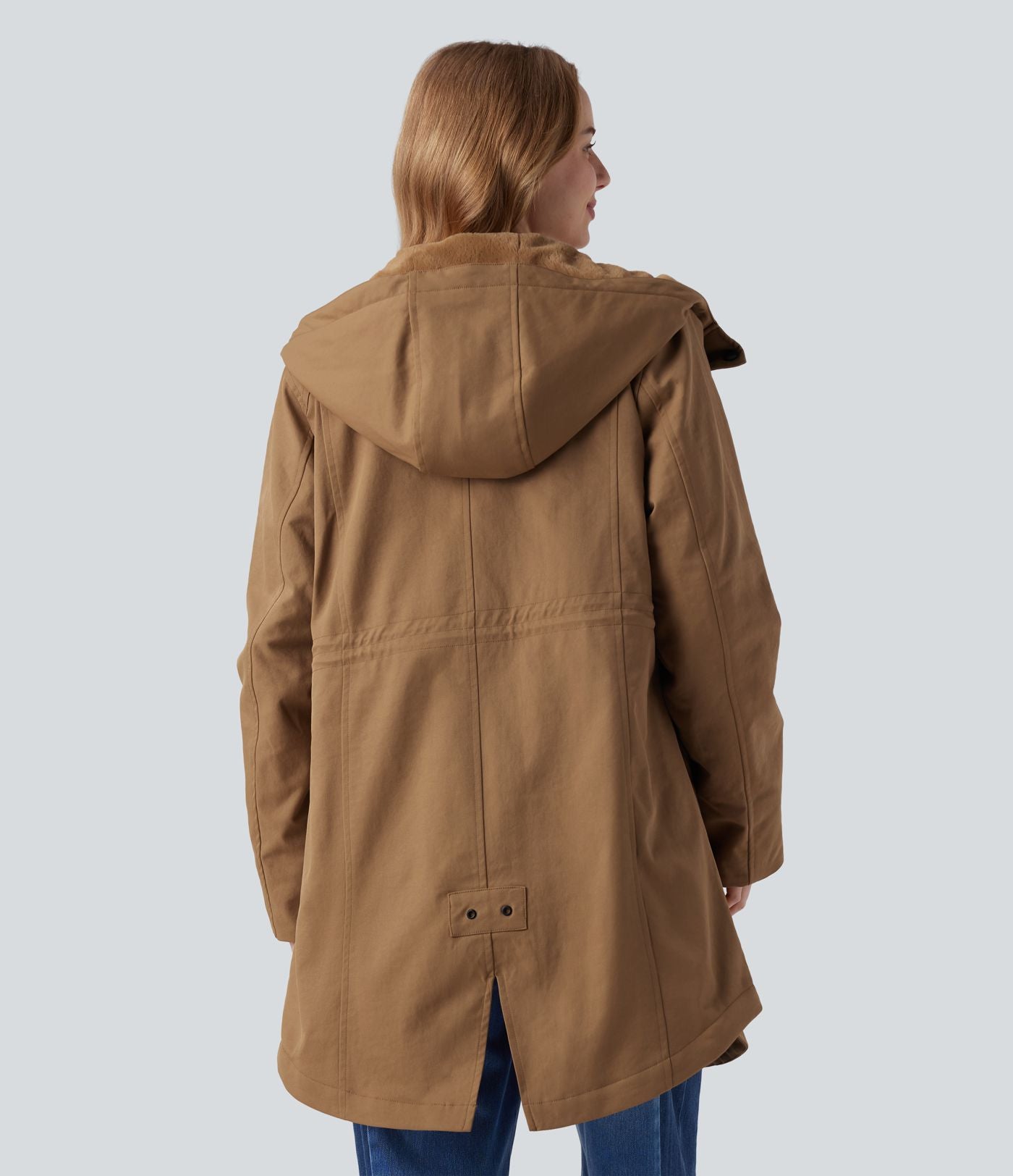 Parka sherpa polaire à capuche avec cordon de serrage et poches