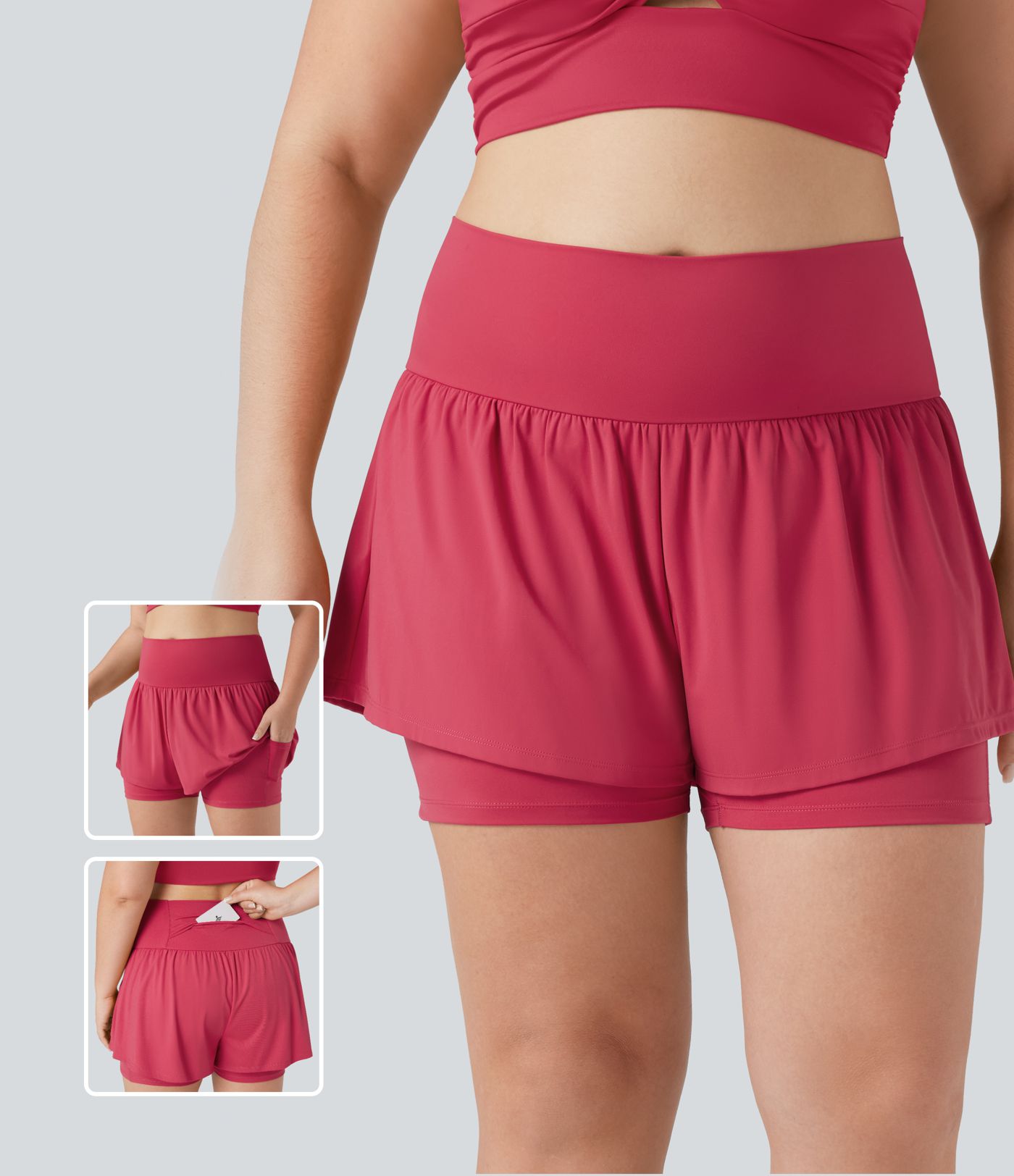 Short tailleur 2-en-1 grande taille SoftlyZero™ Airy taille ultra-haute effet frais InstantCool yoga 12,5 cm avec poches