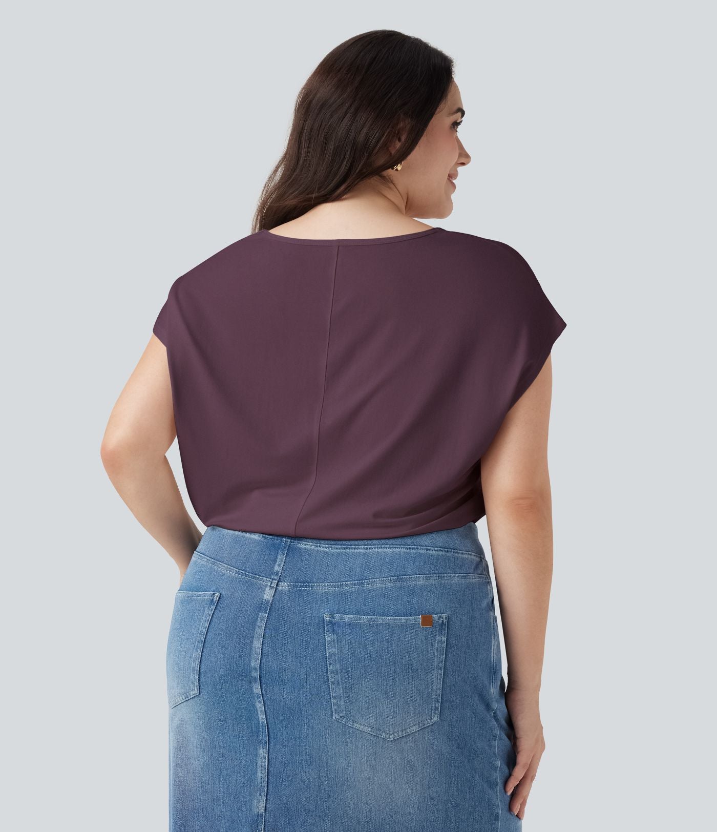 T-shirt décontracté grande taille col V manches courtes