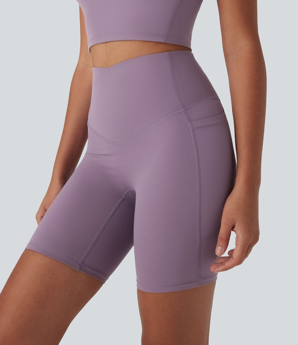 Pantalon large fluide décontracté gainant taille haute avec poches