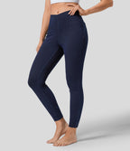 Halara Flex™ Leggings 7/8 Casual en Denim Tricot Extensible Taille Haute avec Dos en Forme de V et Poches Latérales
