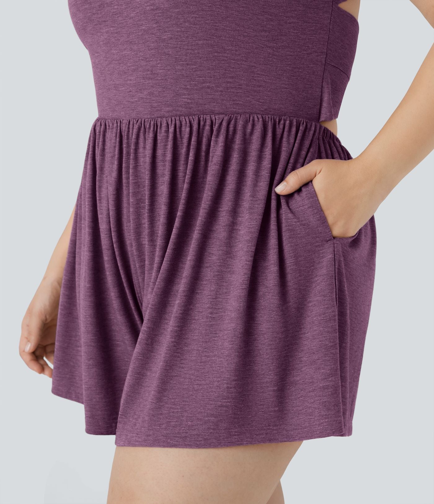 Combinaison-short de séjour grande taille 2-en-1 dos nu torsadée avec poches - Easy Peasy Edition
