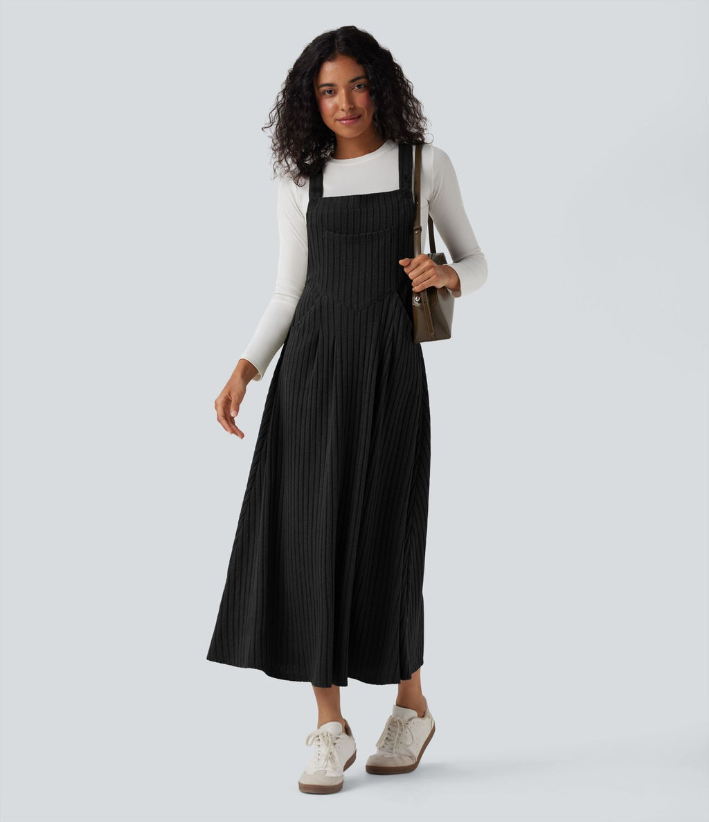 Robe de chasuble décontractée maille côtelée avec poches