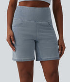 Short en jean Halara Flex™ casual gainant taille haute 17,5 cm avec poches
