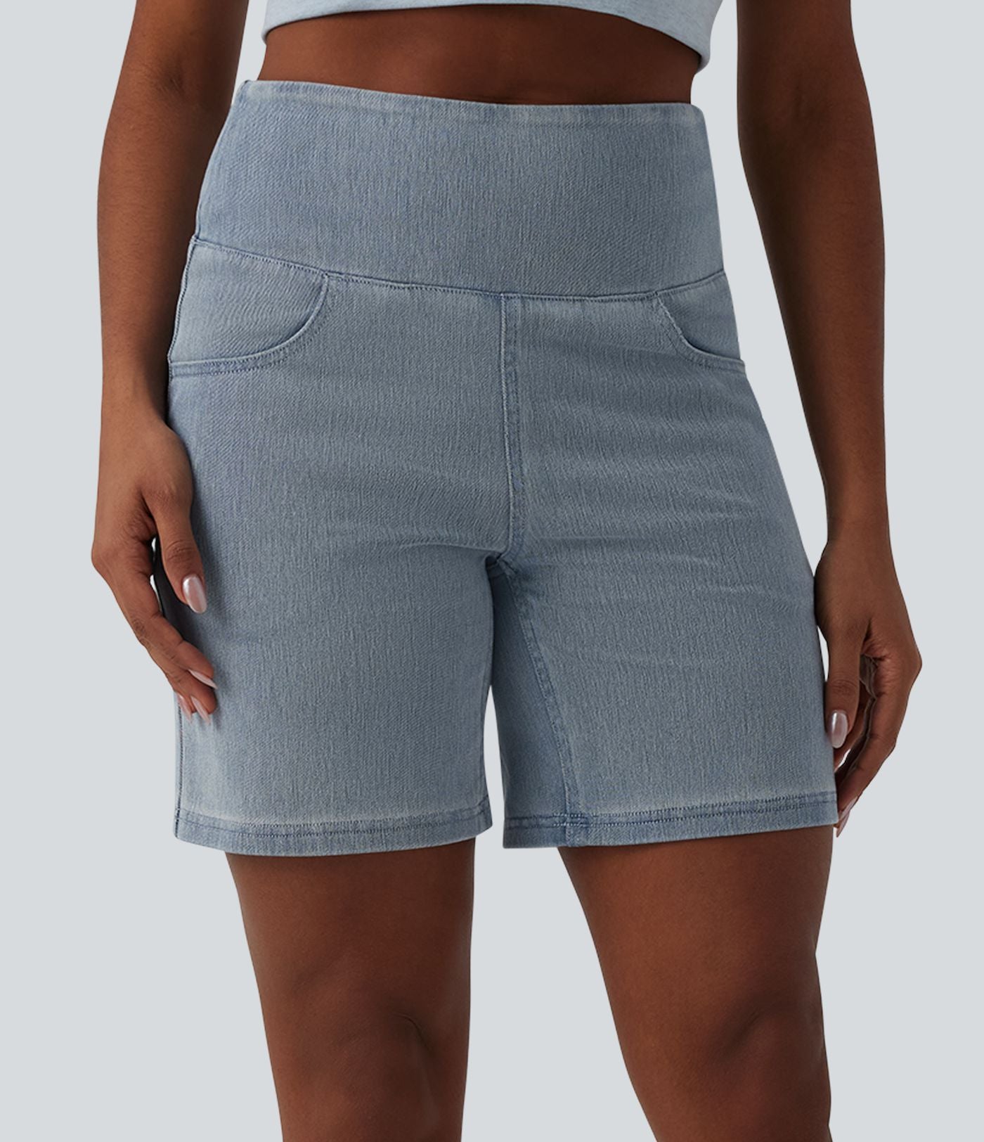 Short en jean Halara Flex™ casual gainant taille haute 17,5 cm avec poches