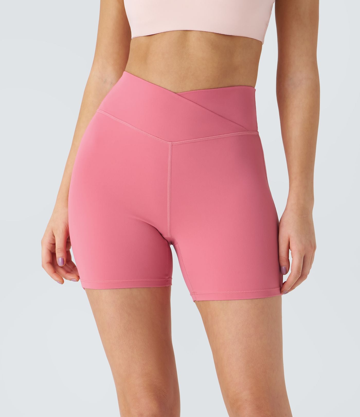 Softlyzero™ Plush Shorts 12,5cm Yoga Taille Haute Croisés Froncés