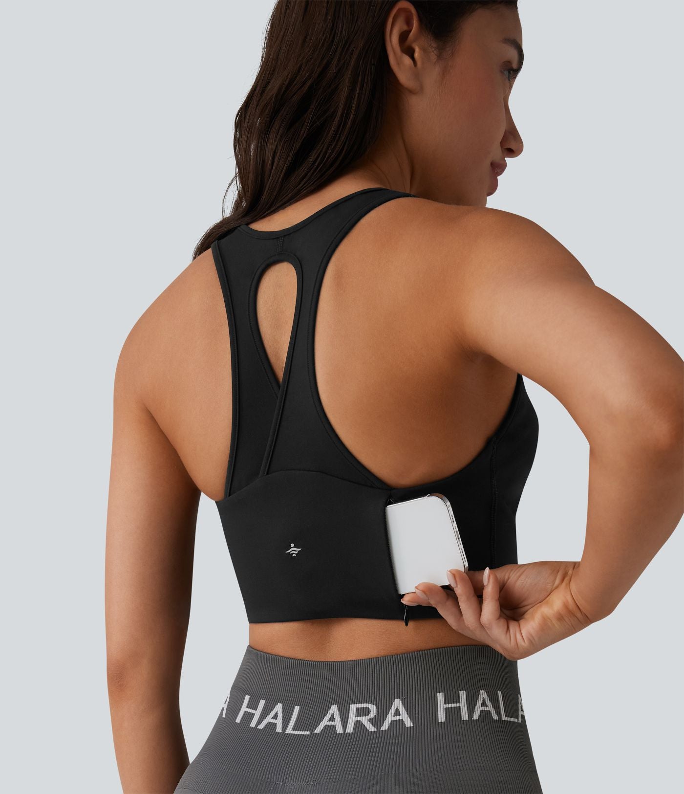 Brassière de sport yoga SoftlyZero™ Plush maintien léger dos nageur col U avec soutien-gorge intégré et poche