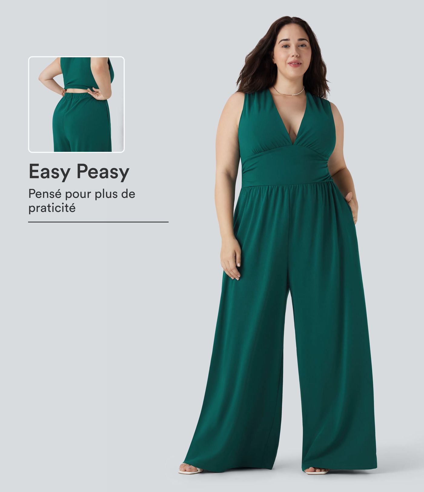 Combinaison grande taille col V sans manches avec poches - Édition Easy Peasy